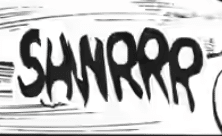 screencap from a panel of one piece in english, showing retouched lettering reading "shwrrr"