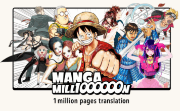 MANGA MILLION launches with nearly 400 titles… and uncredited translators promo image for manga million depicting characters from one piece, kingdom, spy x family, nana, oshi no ko, boruto, and other manga