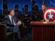 Stephen Colbert passes Mark Gruenwald’s Captain America shield to Jimmy Kimmel JIMMY KIMMEL LIVE! – “Jimmy Kimmel Live!” airs every weeknight at 11:35 p.m. ET and features a diverse lineup of guests that include celebrities, athletes, musical acts, comedians and human interest subjects, along with comedy bits and a house band. The guests for Tuesday, September 15 included Stephen Colbert, musical Guest Medium Build and Judith Hill sits in with The Cletones. (Disney/Randy Holmes) STEPHEN COLBERT, JIMMY KIMMEL