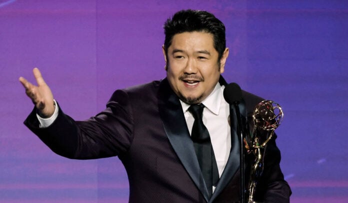Eric Bauza Children and Family Emmy Awards 2023 Eric Bauza accepting the Children and Family Emmy Award for Outstanding Voice Performance in a Preschool Animated Program in 2023. Photo by Kevin Winter/Getty Images.