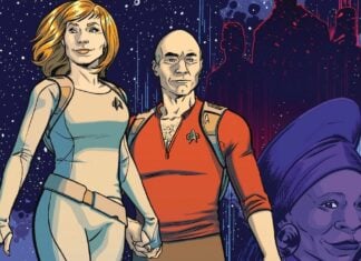 IDW announces STAR TREK titles penned by Gates McFadden; Timothy Zahn Star Trek: Crusher #1 cover A feat. Beverly, Jean-Luc and Guinan.