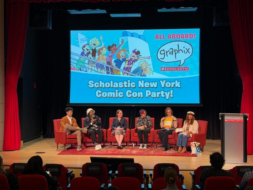 The Scholastic panel at the Graphix party