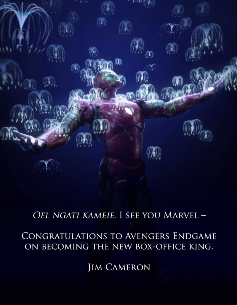 James Cameron congratulating Avengers Endgame