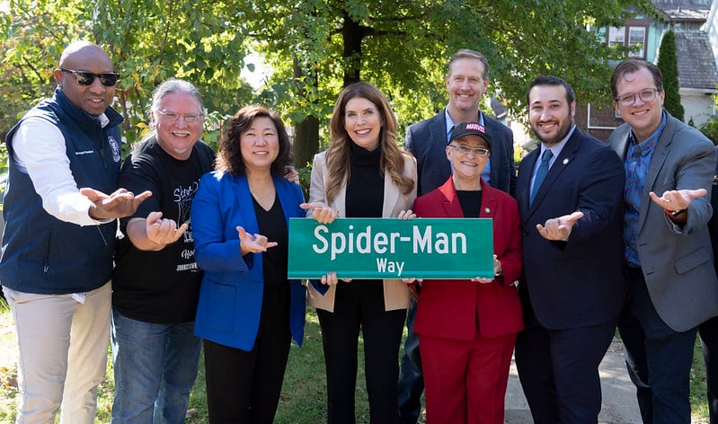 Pictured: Mark Ditko, second from left. New York City speaker Julie Menin is in the middle, with Lynn Schulman right. Sam Berger and Nick Lowe are right. Photo courtesy of Gerardo Romo/NYC Council Media Unit.
