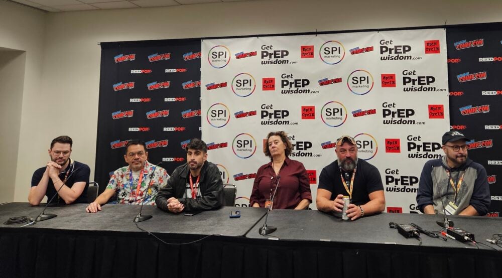 a photo of the panelists. left to right: cornillon, gustines, goldsmith, hilty, jimenez, andreyko